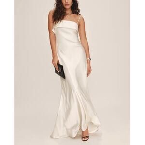 Reformation Jovie Silk Charmeuse Ivory Wedding Gown 4 NEW Sleeveless Maxi Dress